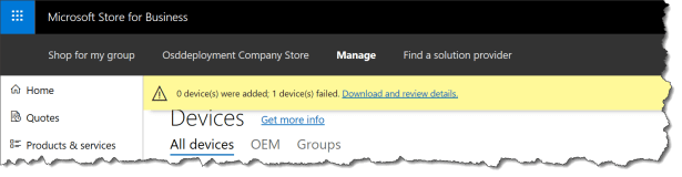 Windows AutoPilot - failed to upload - 02