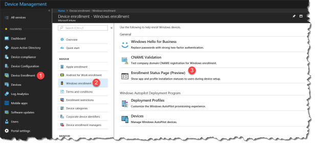 Intune Enrollment Status Page (Preview) - 01